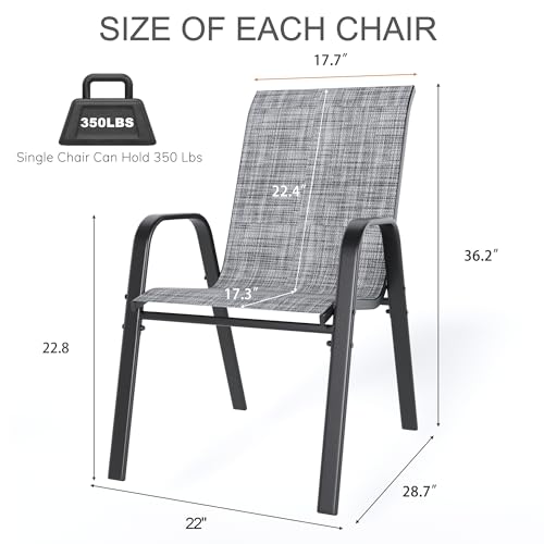 Outdoor Patio Stackable Dining Chairs Set of 4 All-Weather Textilene K474382