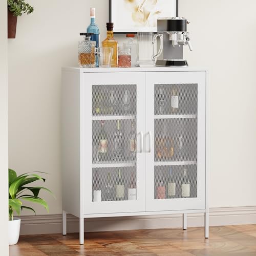 Blue 3 Tier Metal Storage Cabinet with Doors and Shelves M47049