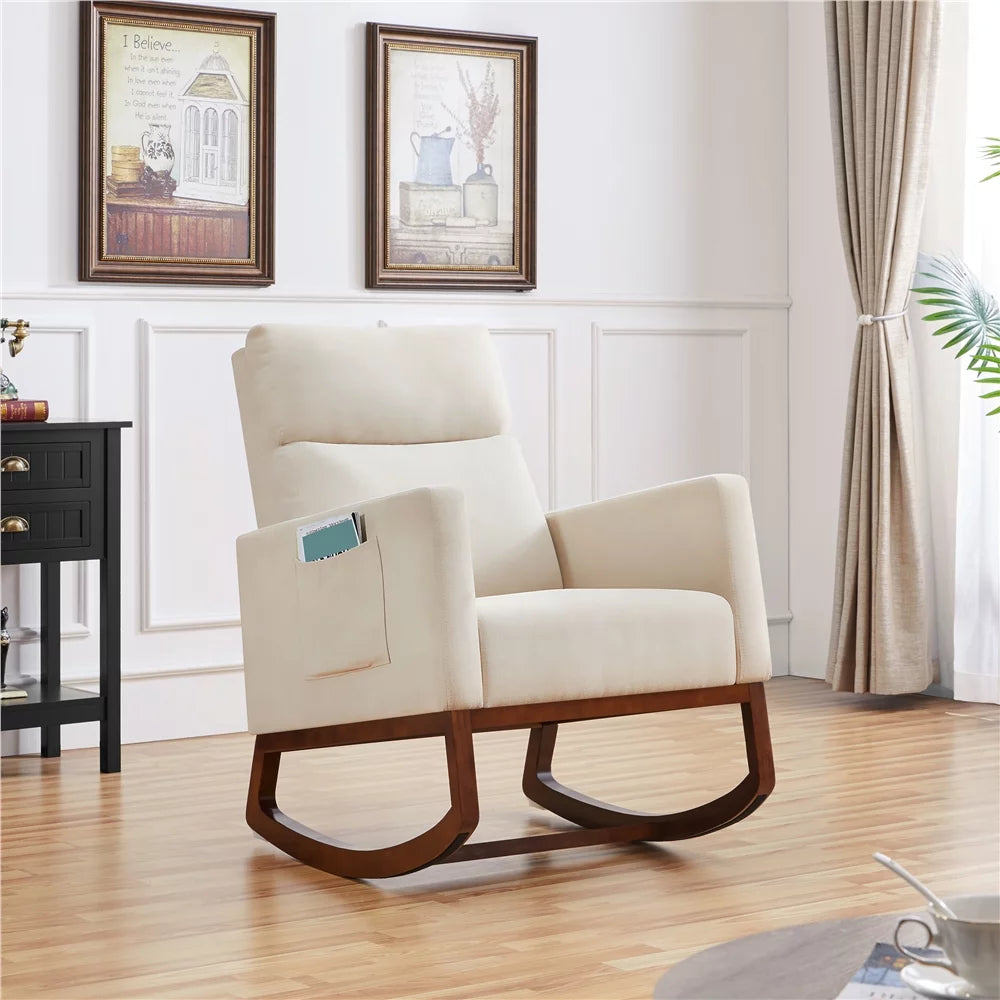 Beige Upholstered Rocking Accent Chair Y2954