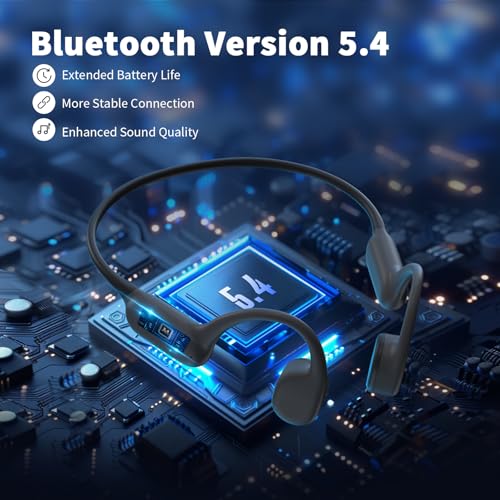 Bone Conduction Headphones, Bluetooth 5.4 Open Ear Headphones with Mic, IPX7 Waterproof Sport Headphones V55267