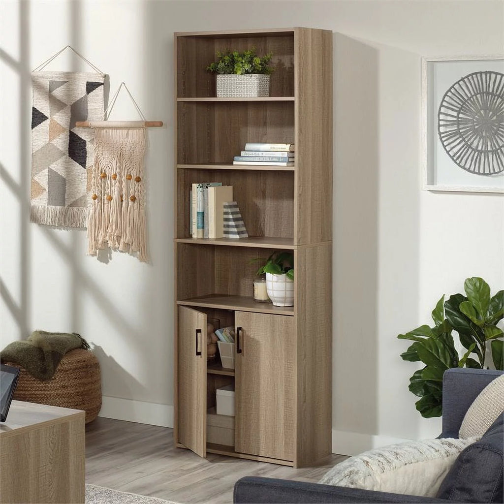 4-Shelf Engineered Wood Bookcase with Doors A6702