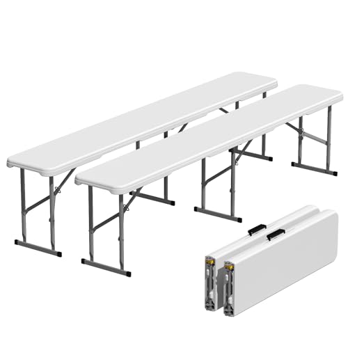 White 6ft Plastic Folding Bench 2 Pack H610214