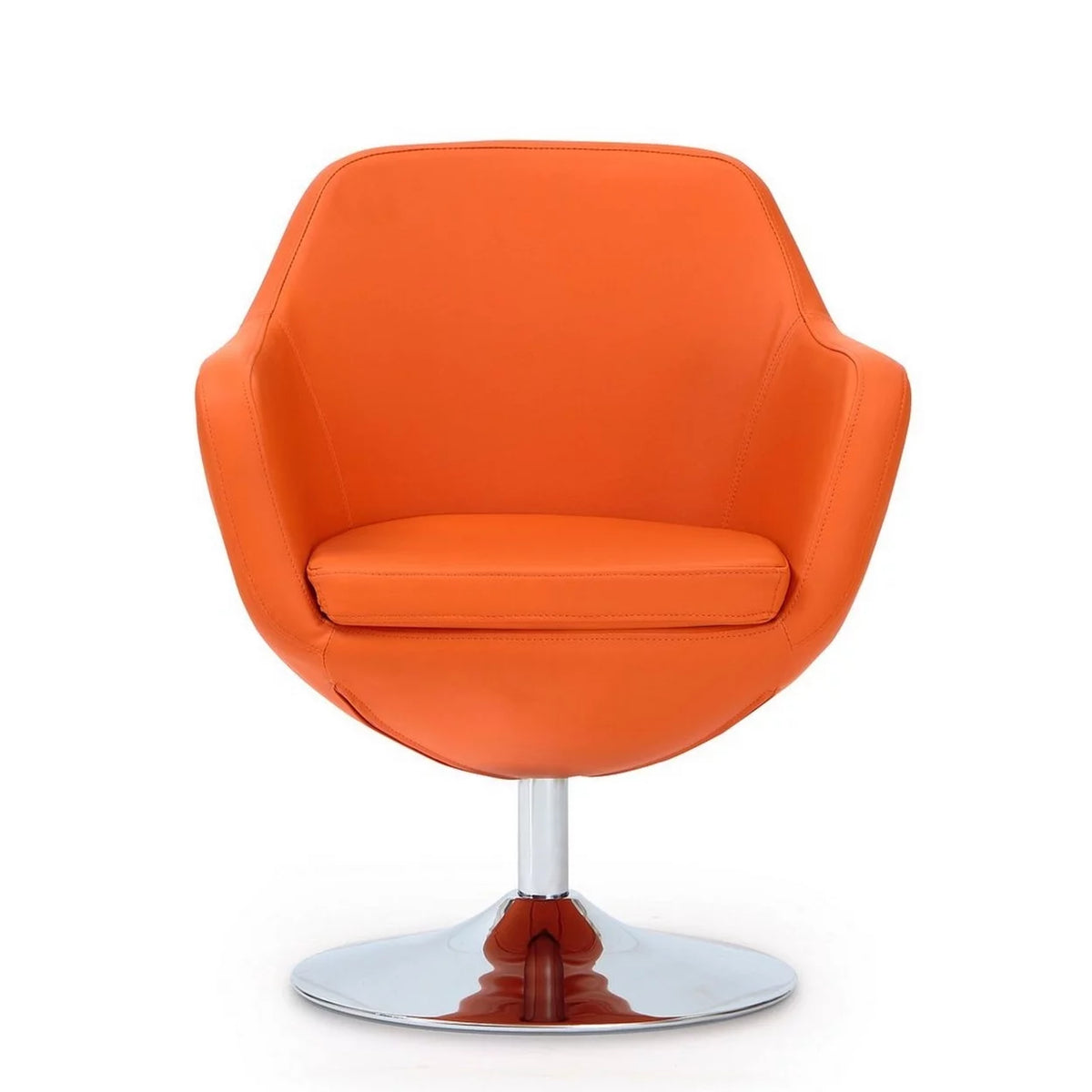 Orange and Polished Chrome Faux Leather Swivel Accent Chair Set of 2 Y433561