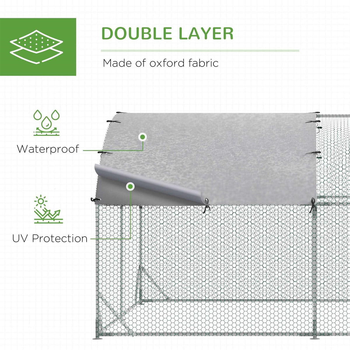 Metal Chicken Coop Walk-in Enclosure with Cover E1804