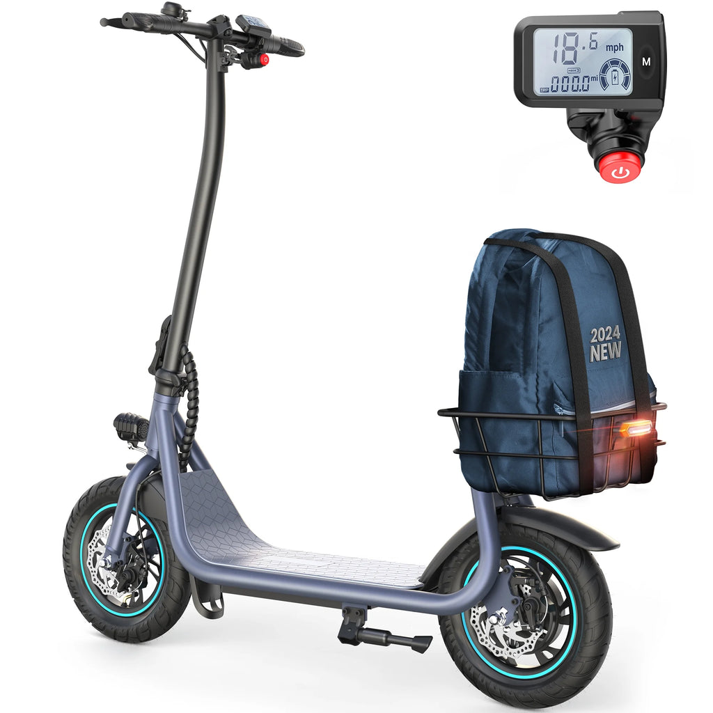 550W 12 inch Electric Scooter with Basket and Wide Deck K32509