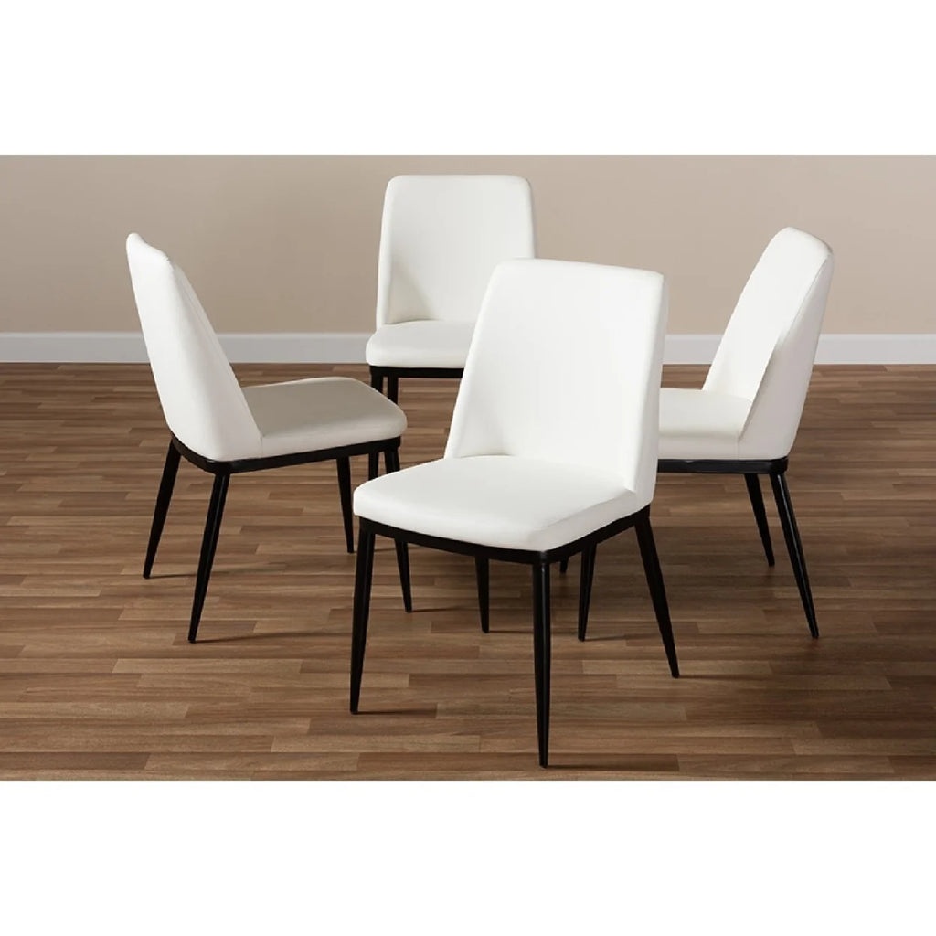 White Faux Leather Upholstered Dining Chair Set of 4 I19159