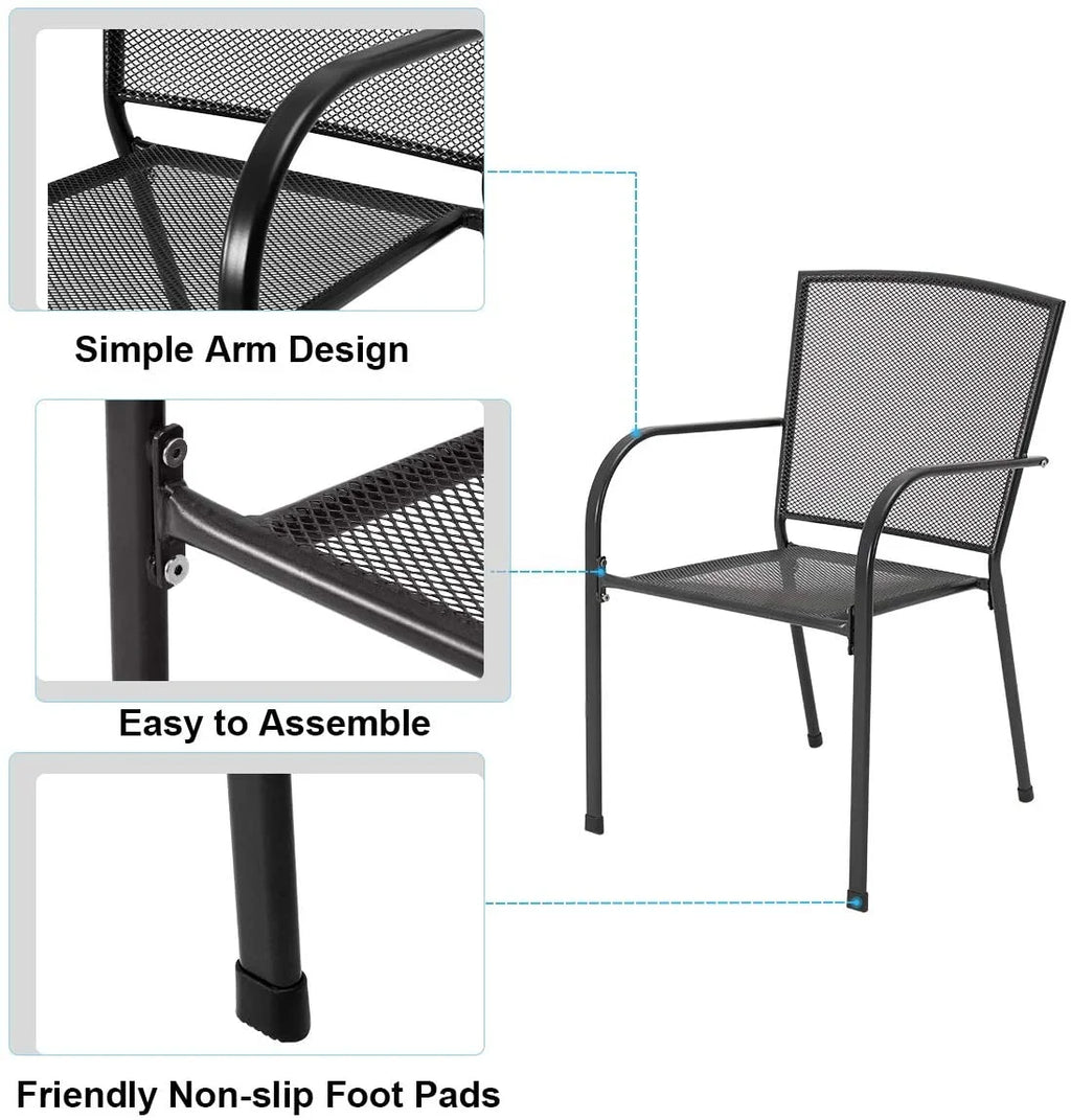 5-Piece Metal Patio Dining Set with 4 Stackable Chairs E2373