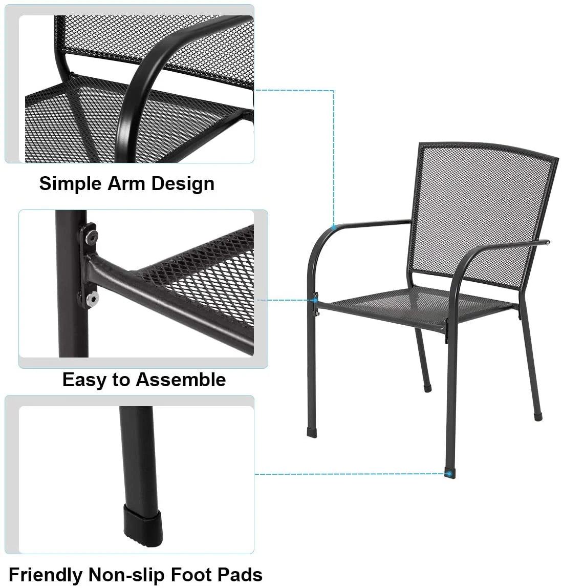 5-Piece Metal Patio Dining Set with 4 Stackable Chairs E2373