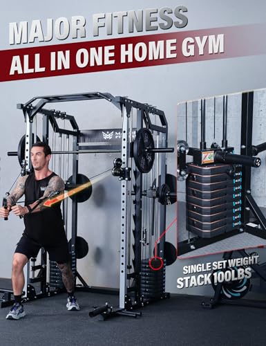 Smith Machines Squat Rack with Cable Crossover Machine O1506