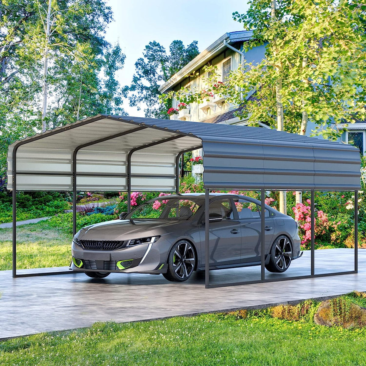10 x 15 ft Galvanized Steel Carport Z936514