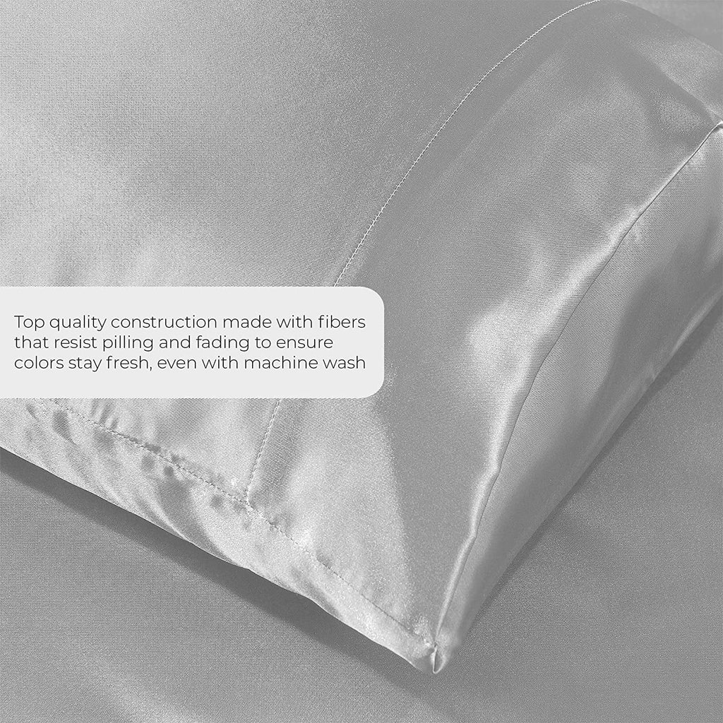 Microfiber Satin Gray 4 Piece Full Size Bed Sheets V53235