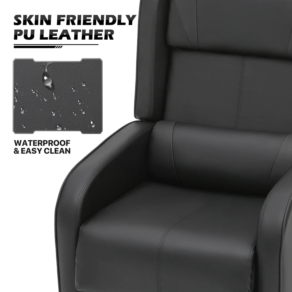 Black PU Leather Adjustable Reclining Gaming Chair with Footrest B310987