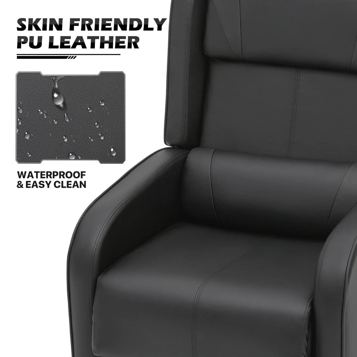 Black PU Leather Adjustable Reclining Gaming Chair with Footrest B310987