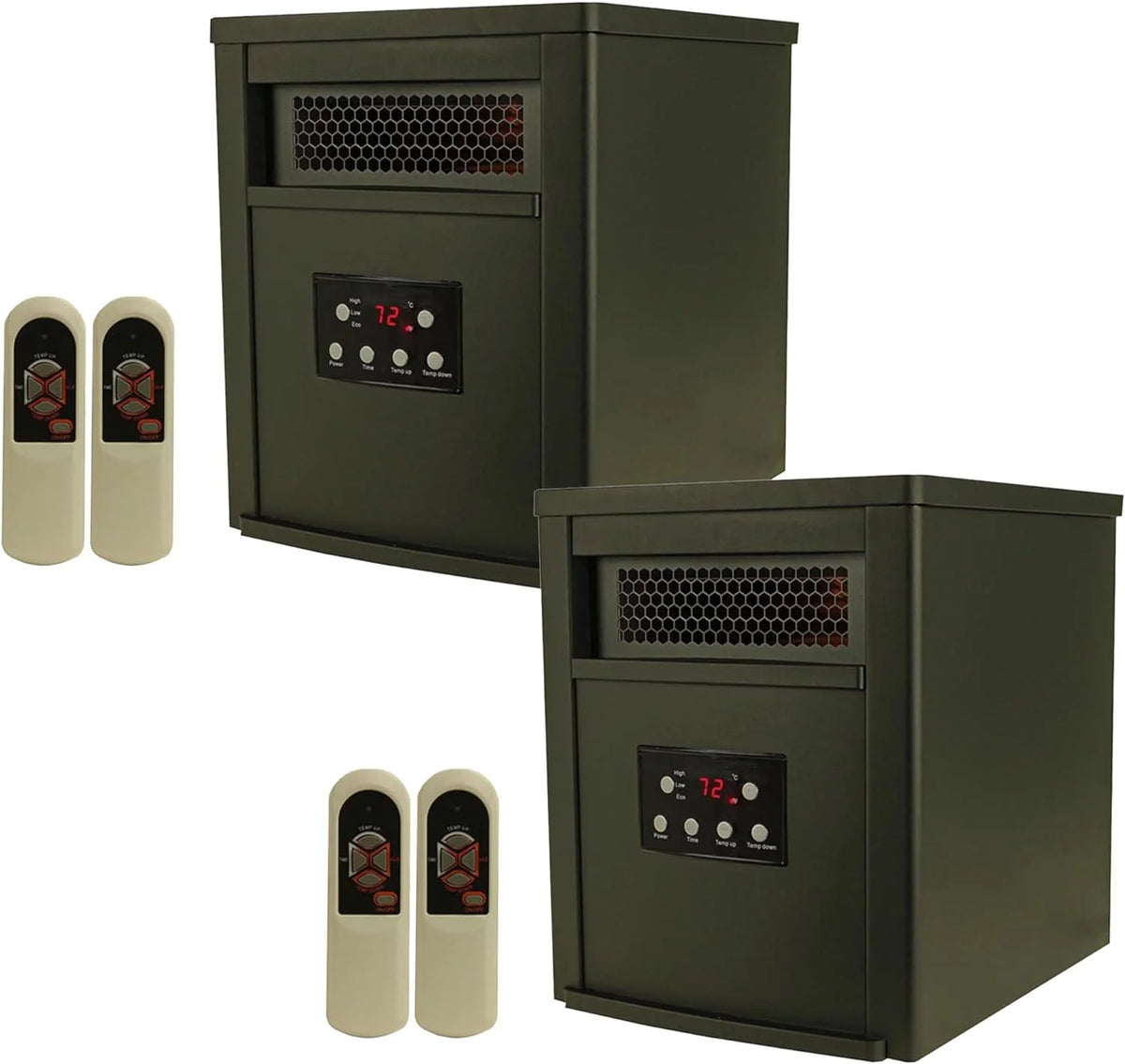 1500W Portable Electric Infrared Quartz Space Heater with Remote Control Black 2 Pack J864