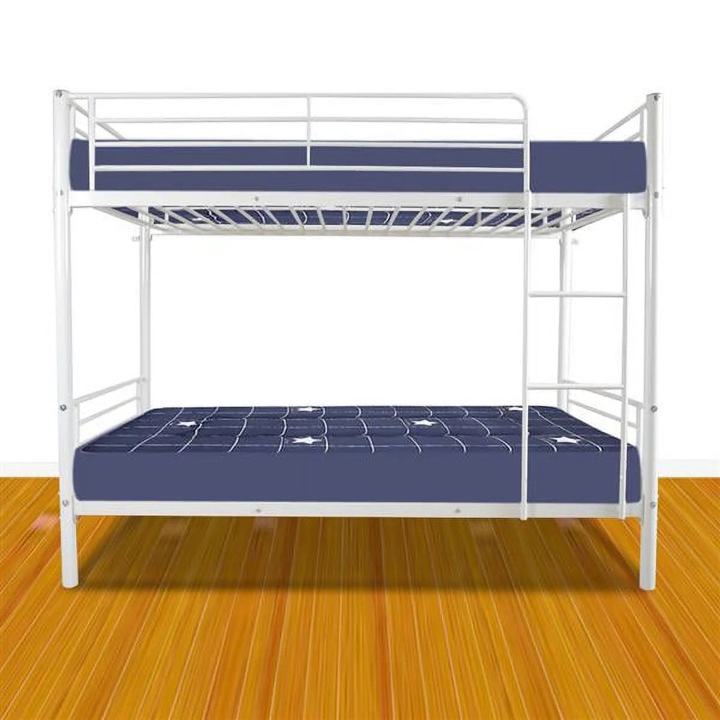 Twin Over Full Bunk Bed with Ladder and Guardrail White N9369