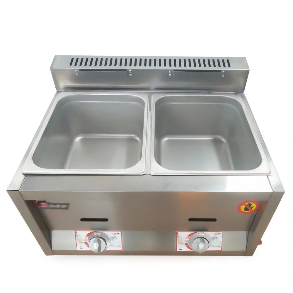 2 Pan Stainless Steel Commercial Gas Deep Fryer A597