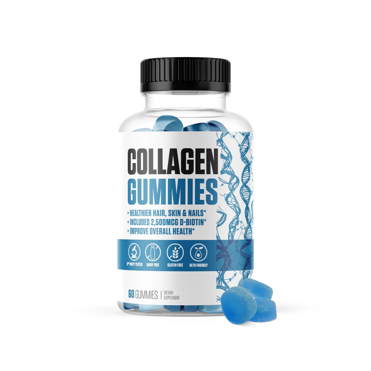 Biotin Collagen Gummies, Gluten Free Non-GMO, 60 Gummies K173902