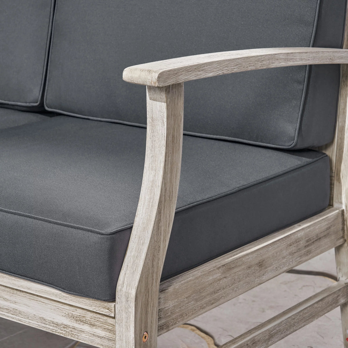 Light Gray Acacia Wood Outdoor Sofa Sectional Set H1510