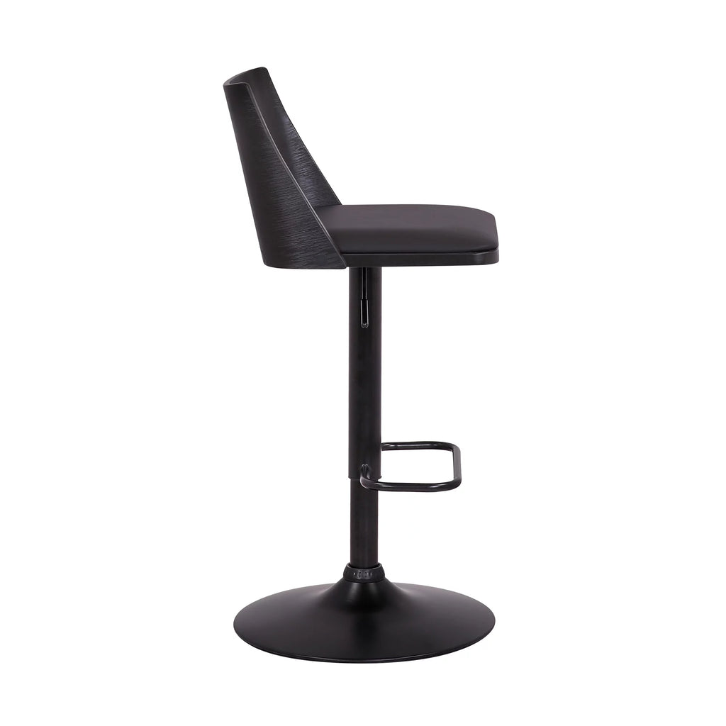 Black Faux Leather Wood Swivel Bar Stool X95017