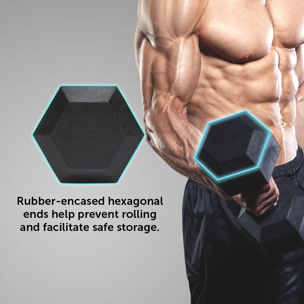 25lb Rubber Hex Dumbbell Pair S7708