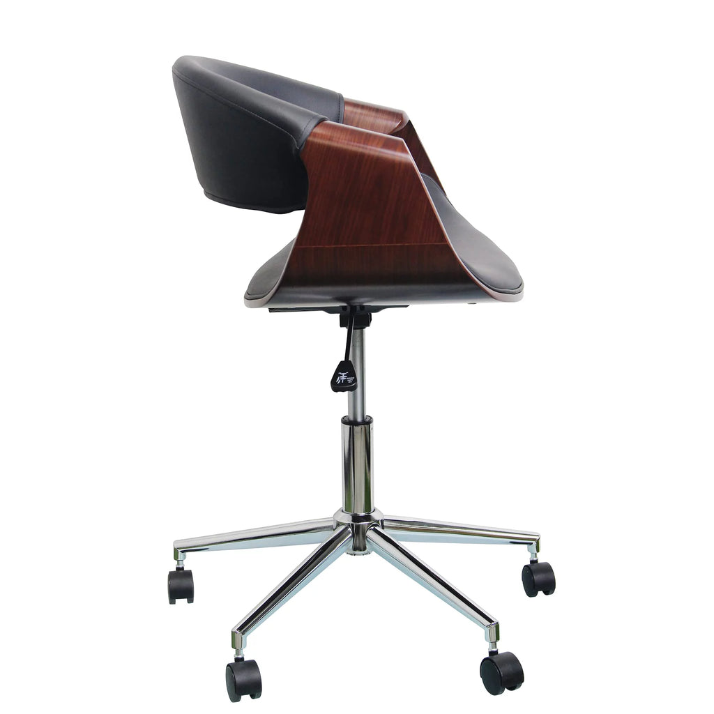 Walnut Wood PU Leather Office Chair S114