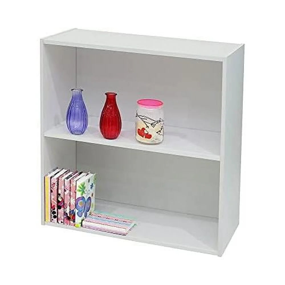 White Wood 2 Tier Open Shelf Bookcase T5037