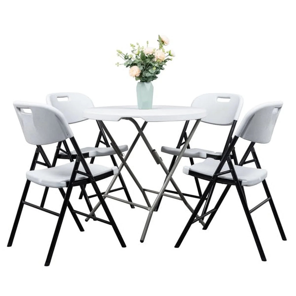 White 4 Pack Plastic Folding Chairs Y395462