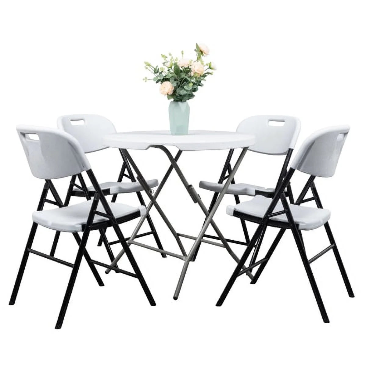 White 4 Pack Plastic Folding Chairs Y395462