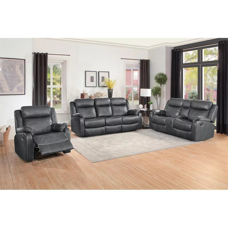 Dark Gray Double Reclining Sofa with Cup Holders V145855
