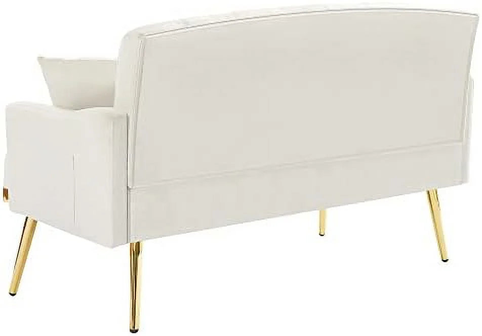 Beige Chenille Two-Seater Sofa with Metal Legs L21305