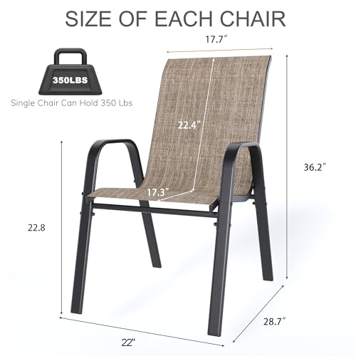 Outdoor Patio Stackable Dining Chairs Set of 4 All-Weather Textilene K474382