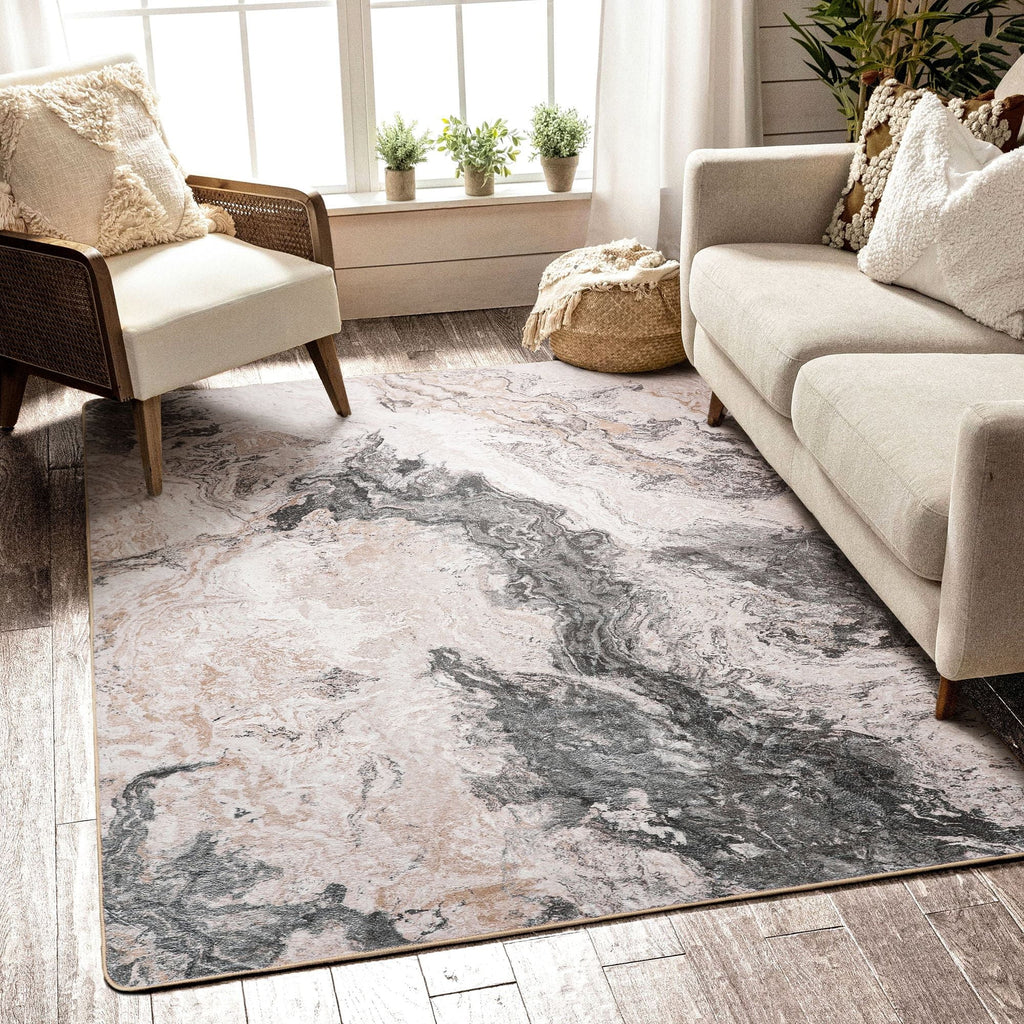 Blue 8x10 Machine Washable Area Rug V6019