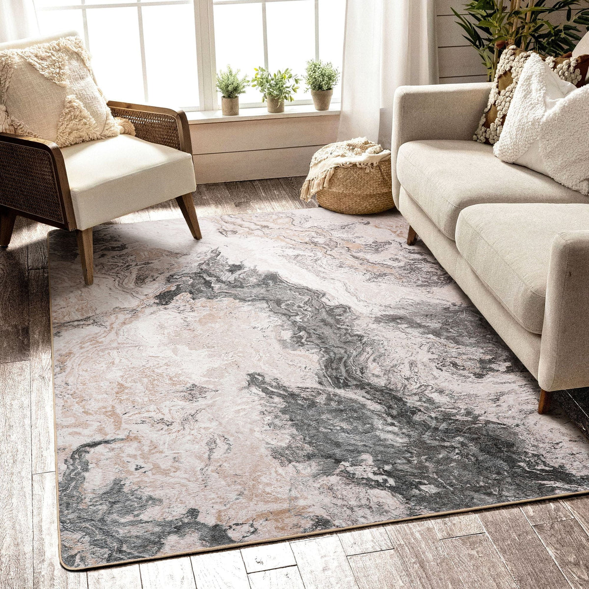 Blue 8x10 Machine Washable Area Rug V6019